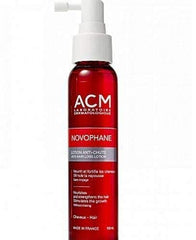 ACM Novophane lotion packaging shown, ready for at-home scalp care routine.