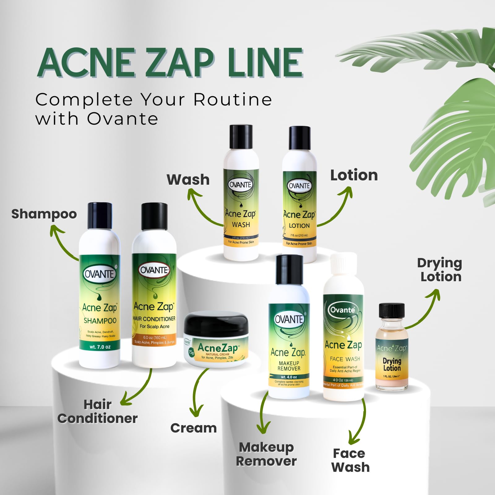 Acne Zap shampoo packaging design highlights premium quality.