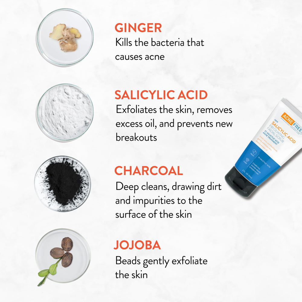 AcneFree 2% salicylic acid bottle ready to enhance pore refinement.