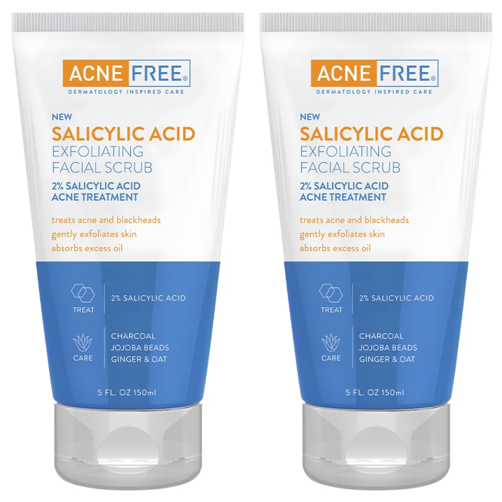 AcneFree blackhead removing scrub bottle for daily cleansing and pore refreshment.