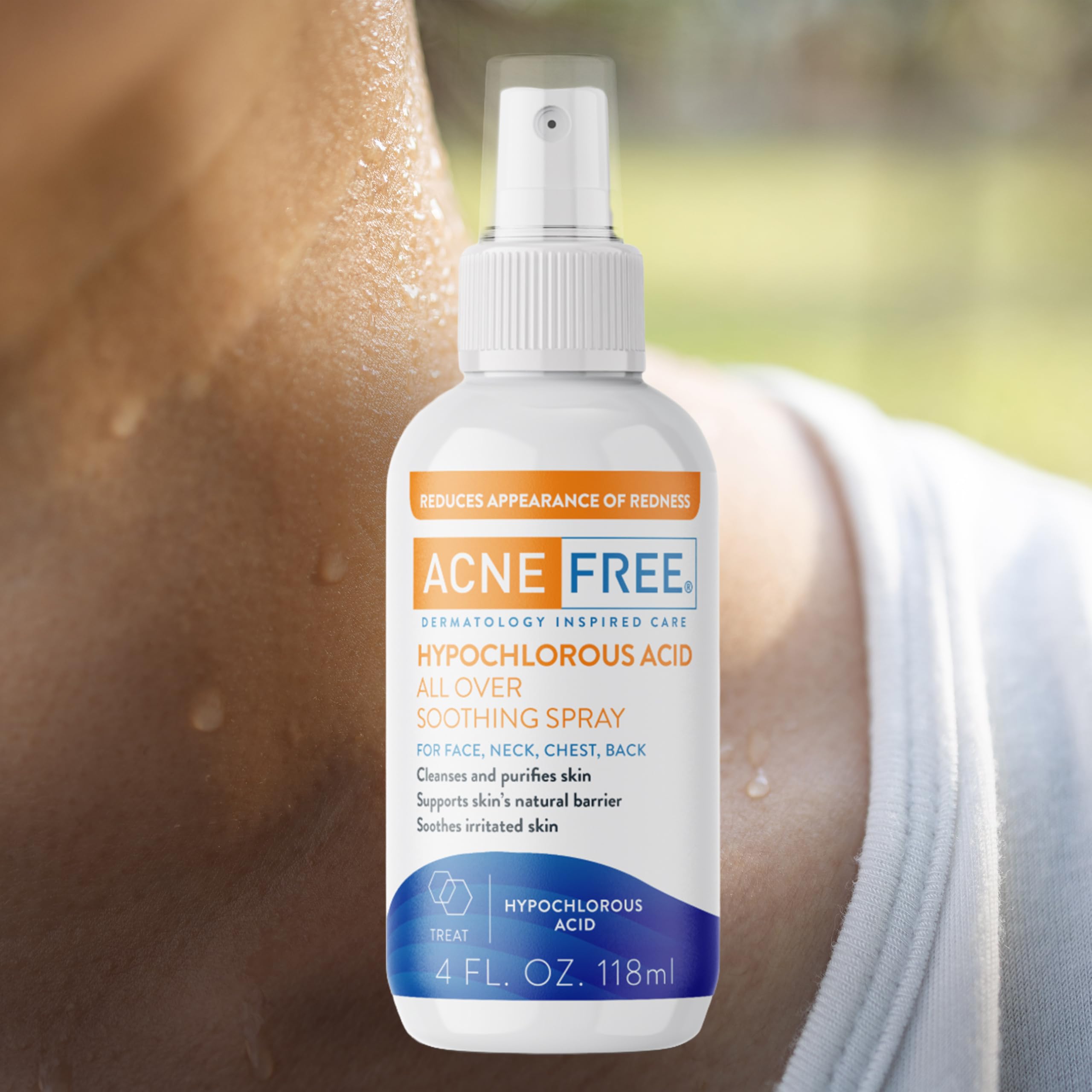 AcneFree dermatologist-inspired formula label emphasizes safe daily use.