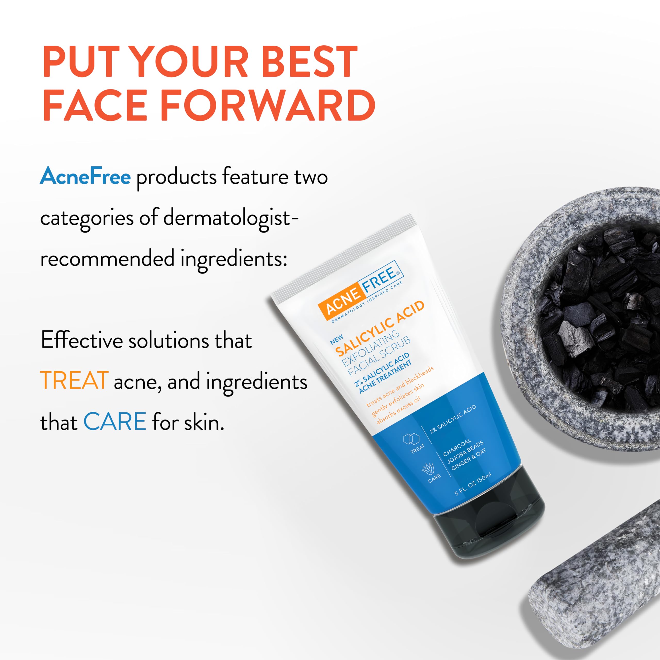 AcneFree ginger and oats blend visual for soothing, balanced exfoliation.