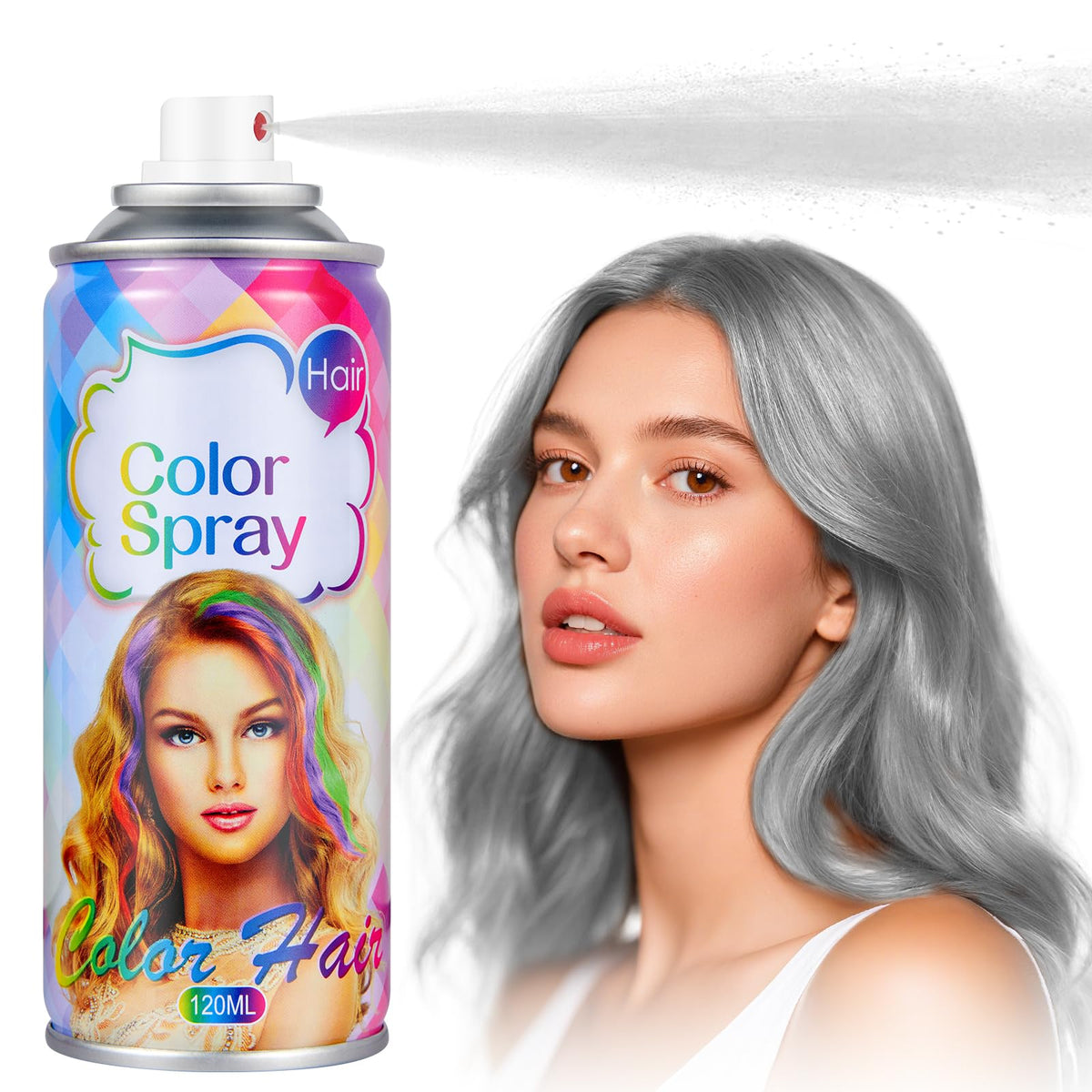 Acomler Gray Hair Spray bottle front for quick, mess-free color application.