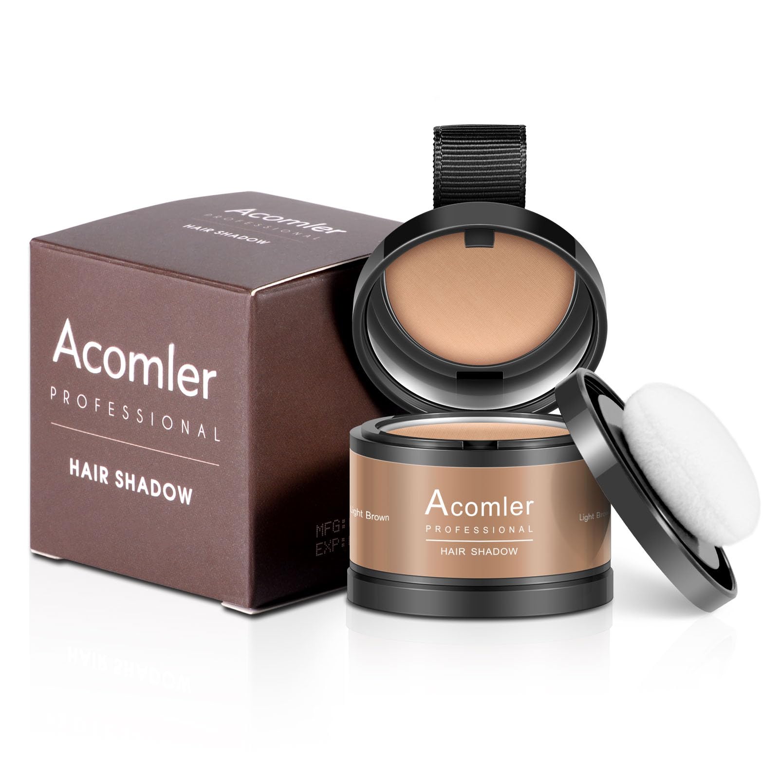 Acomler hairline shadow powder application puff for precise root touch-ups.