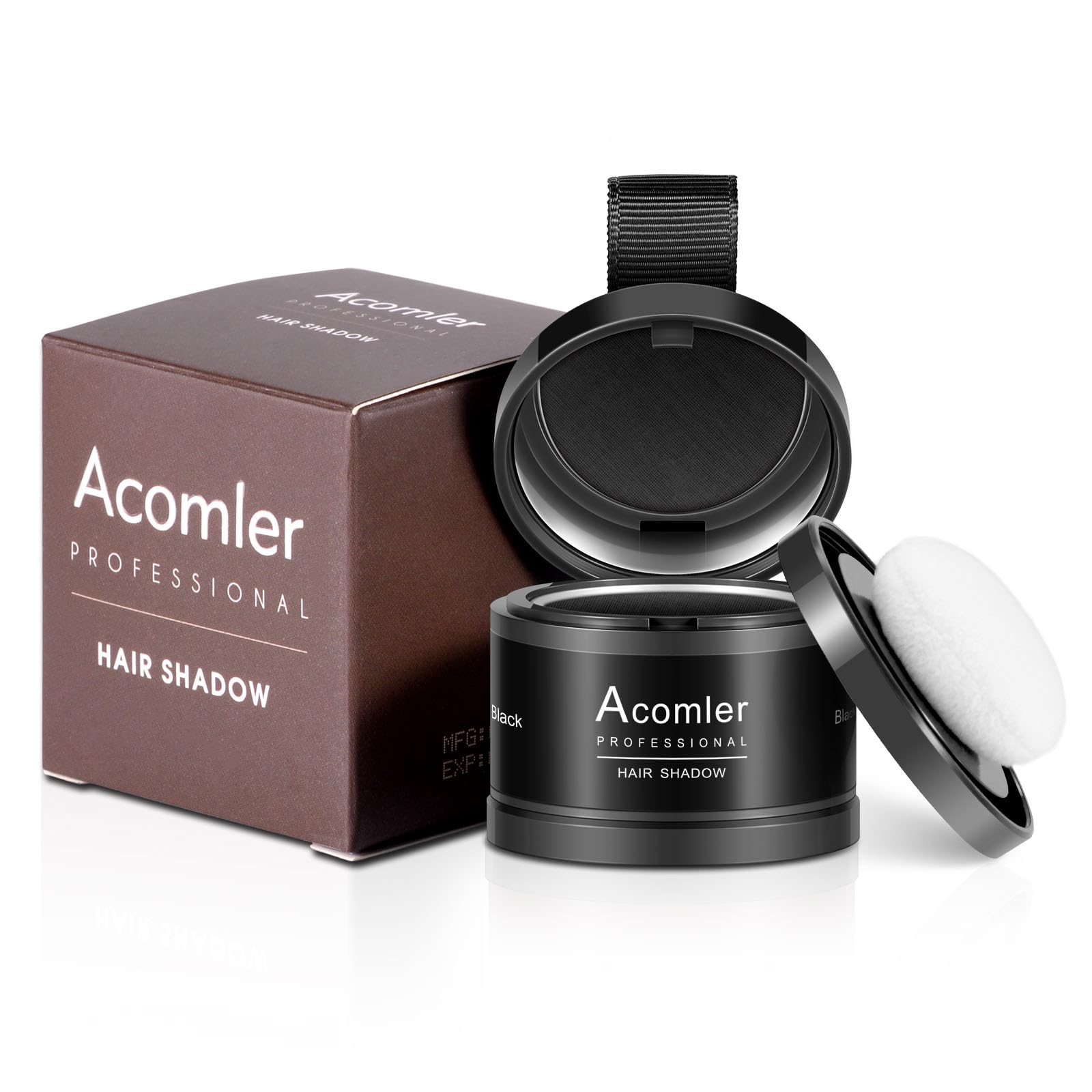 Acomler powder puff applying the hairline shadow for seamless blending.