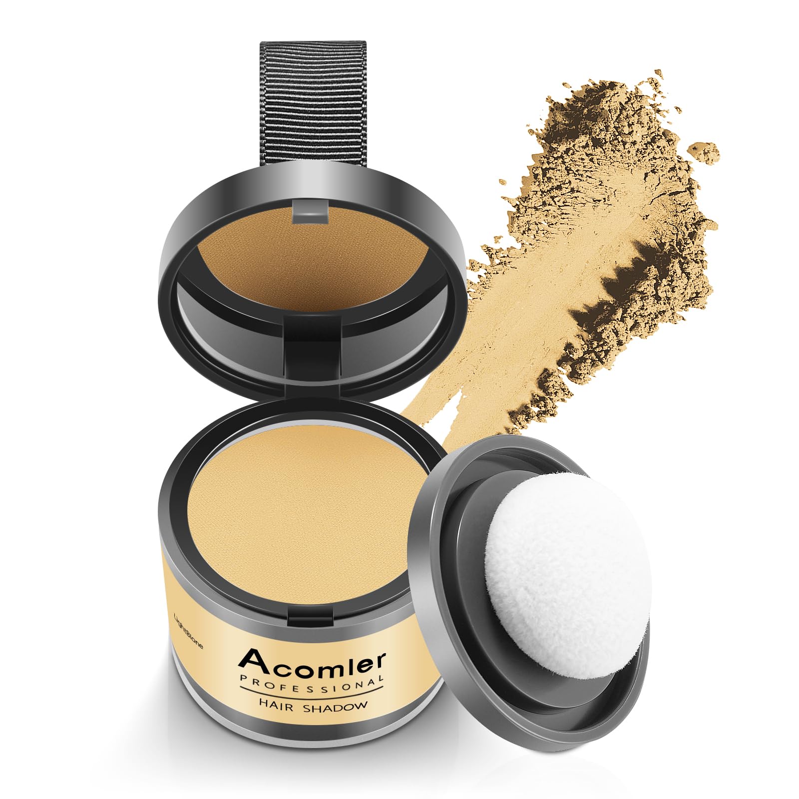 Acomler Root Cover-Up Hairline Shadow Powder in dark brown provides natural root concealment