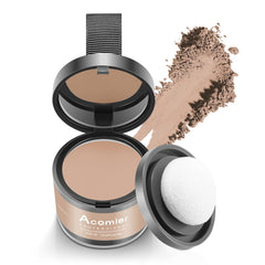 Acomler root cover-up powder in light brown for seamless daytime hairline coverage.
