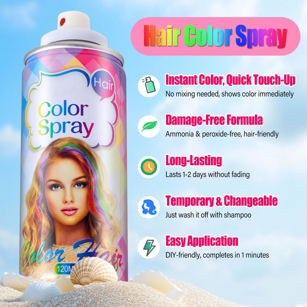 Acomler temporary hair color spray being applied for vibrant instant color.