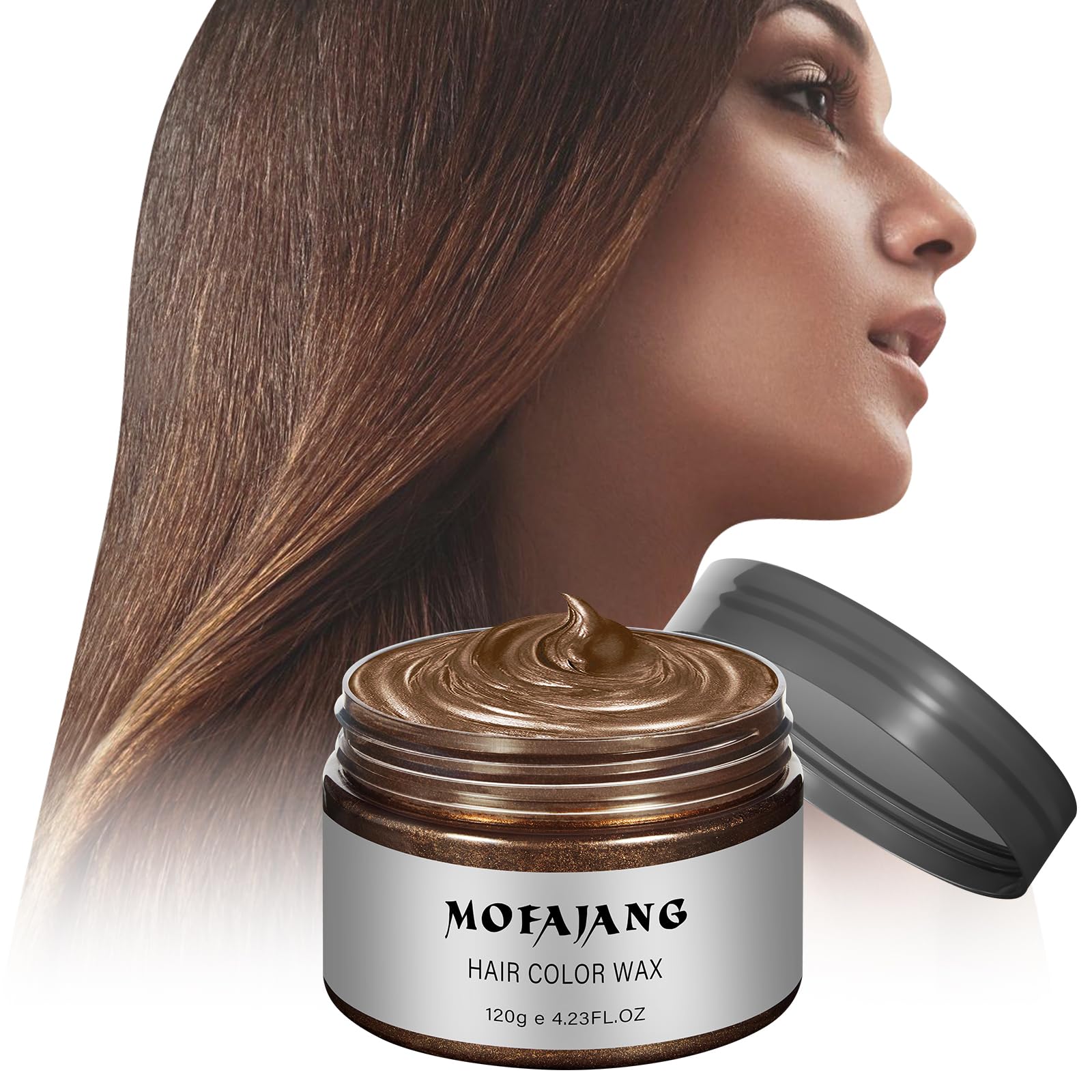 Acomler temporary hair color wax in brown for casual or party looks.