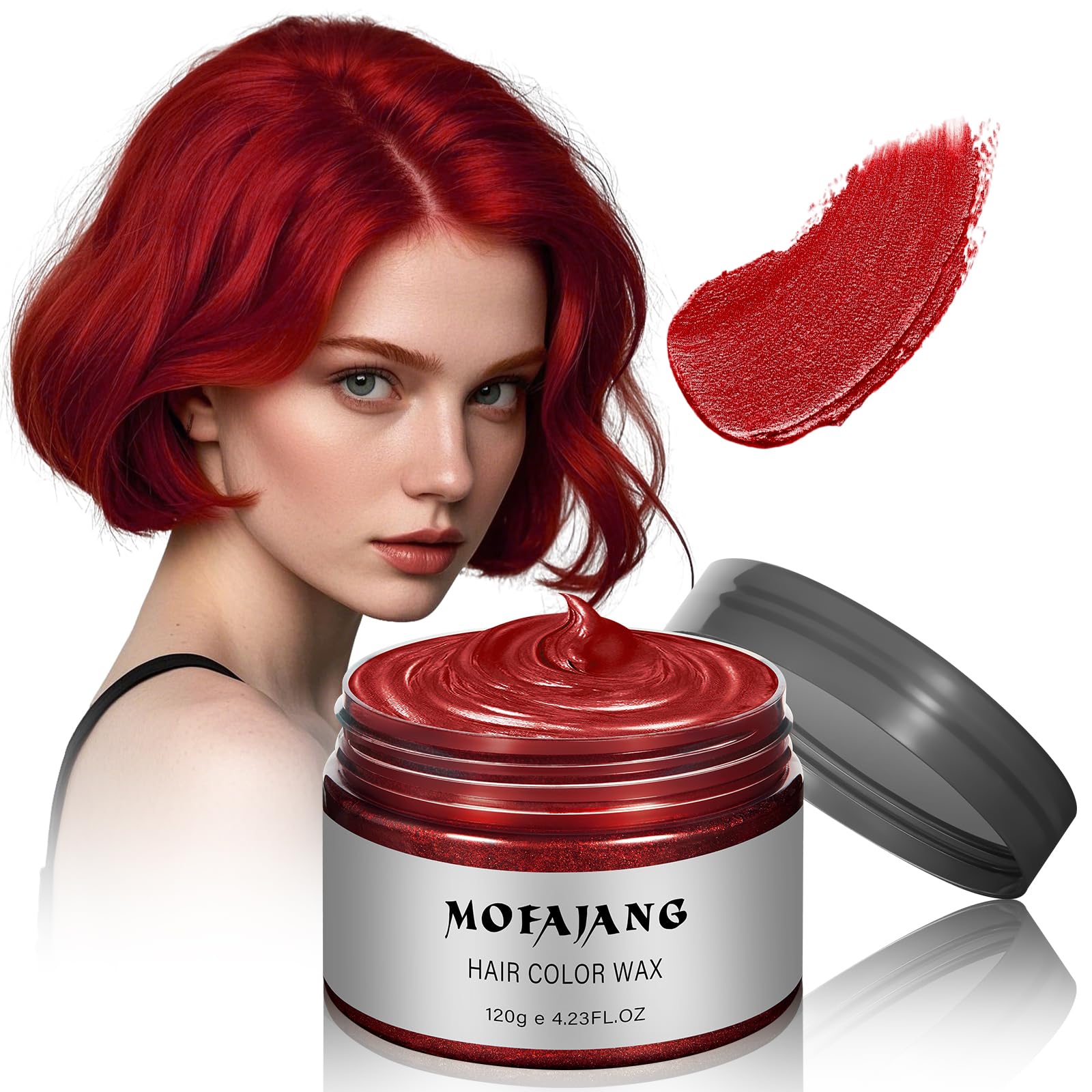 Acomler temporary hair color wax in red for easy application and washout.