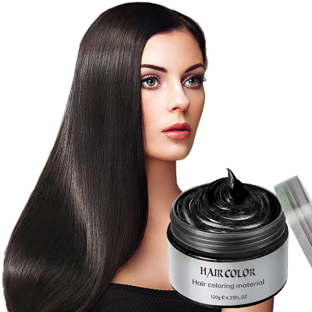 Acosexy black hair spray-dye application for instant color changes at events.