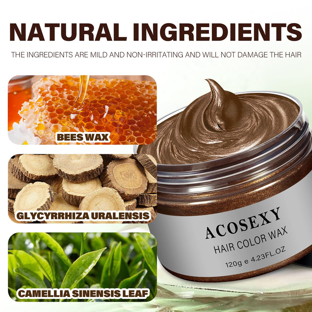 Acosexy brown wax color being applied to hair for quick-change look