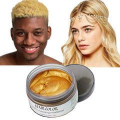 Acosexy gold hair color wax dye jar showing compact, portable design for cosplay.