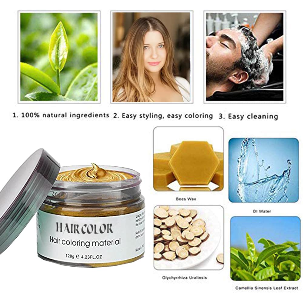 Close-up of creamy texture of Acosexy gold hair wax dye for even coverage.