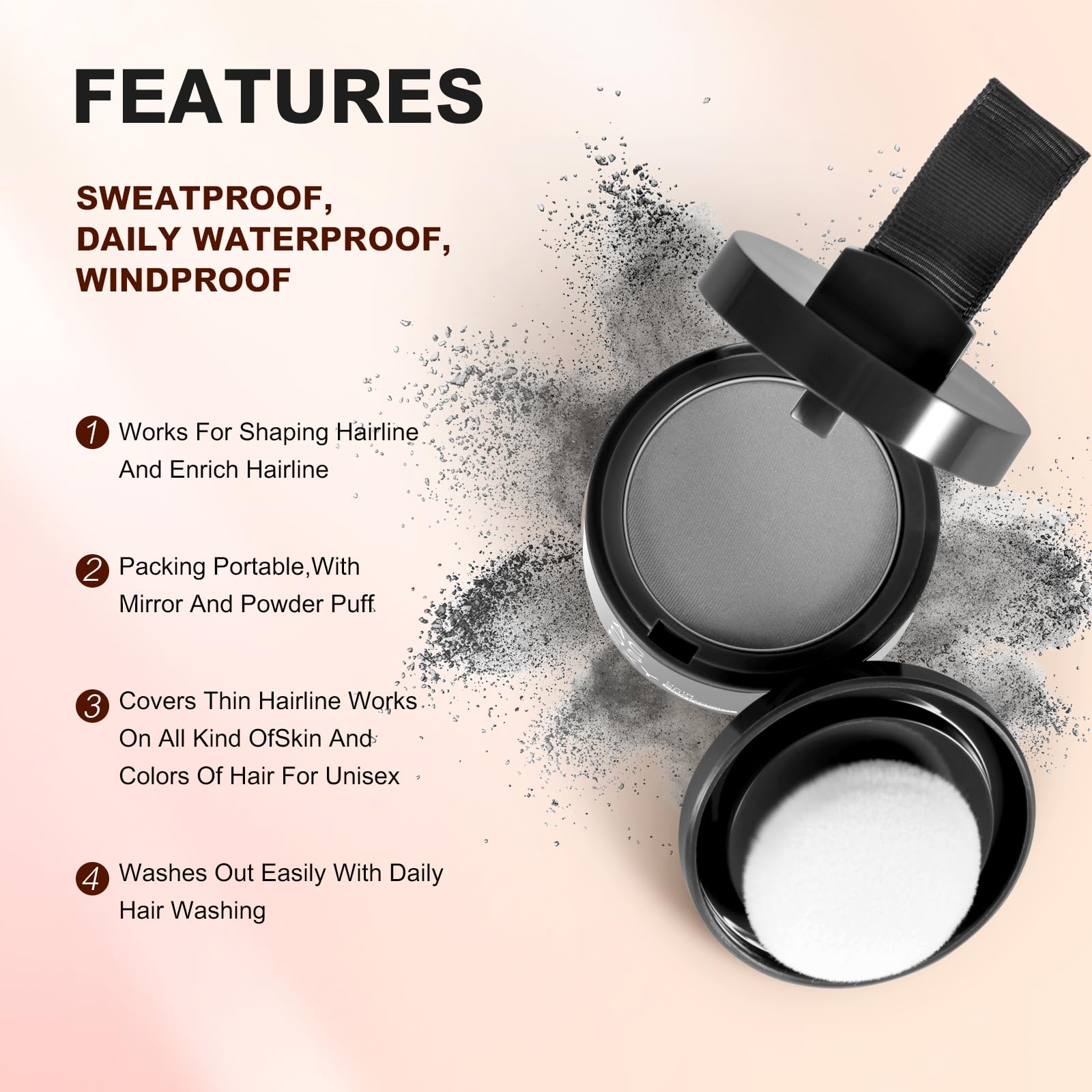 Acosexy powder blends gray roots for a smoother hairline transition.