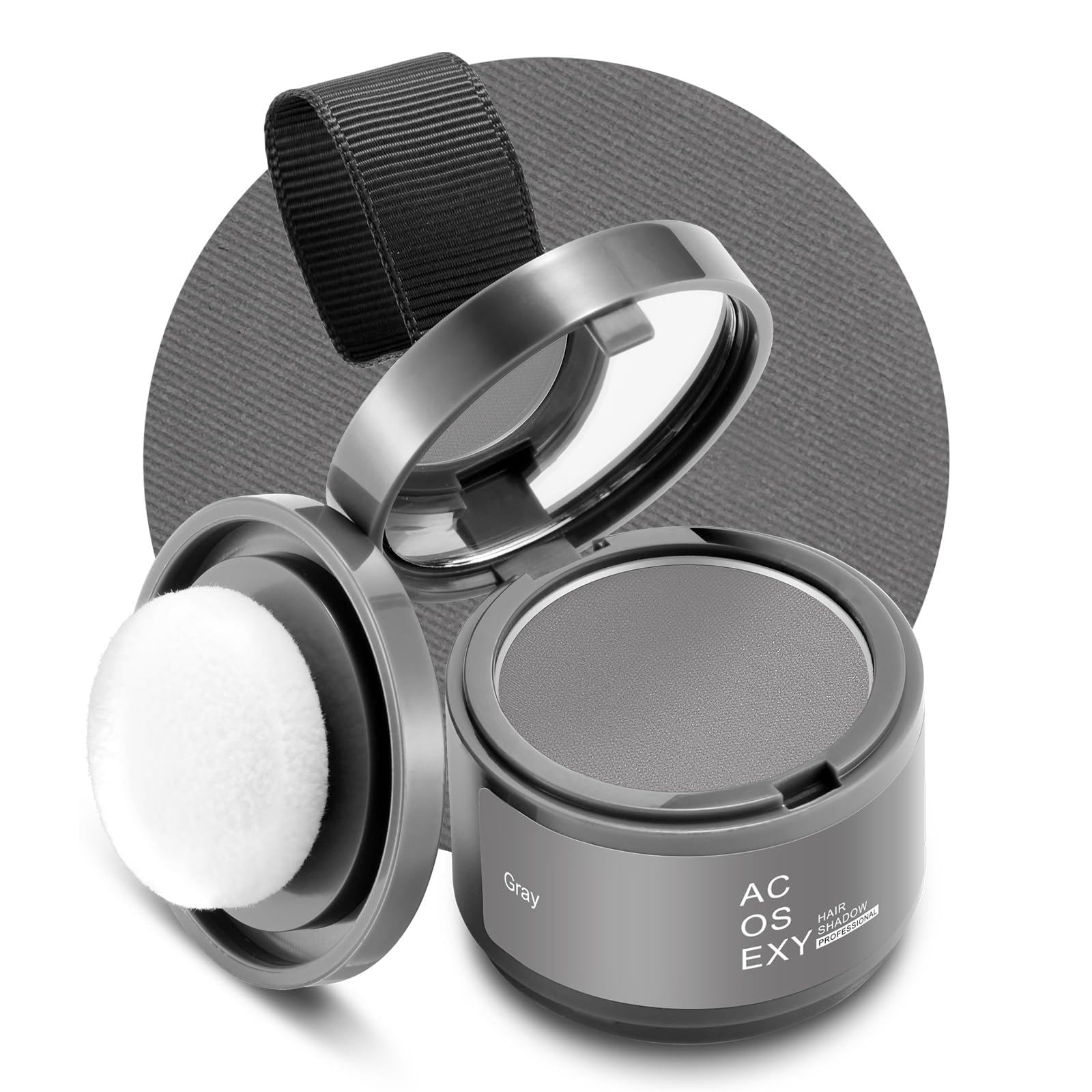 Acosexy Root Touch Up Powder applied to the hairline for seamless gray coverage.