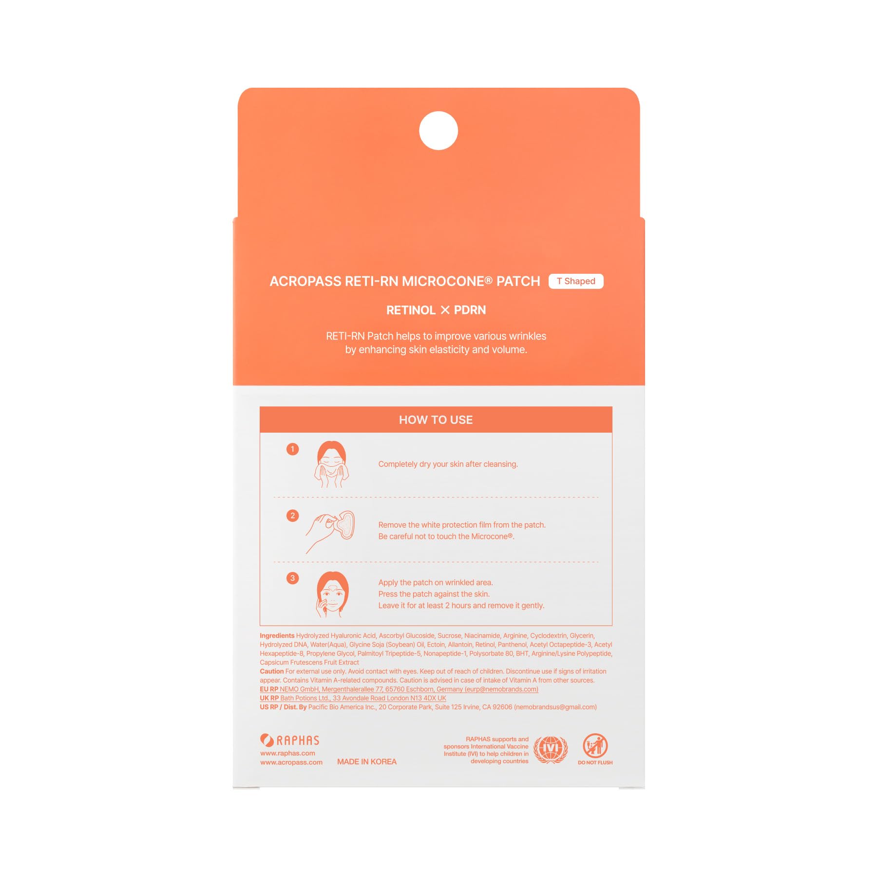 Acropass RETI-RN Microcone patch ready for night routine after use