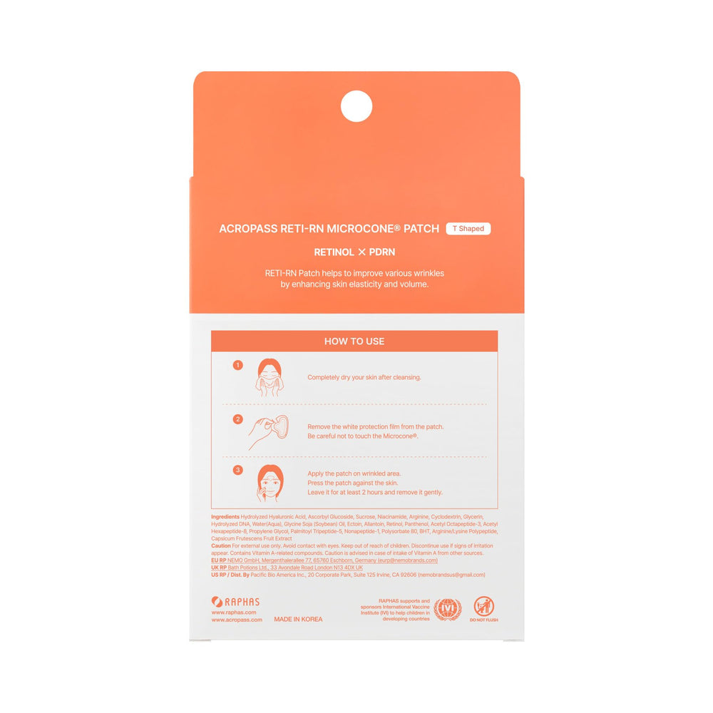 Acropass RETI-RN Microcone patch ready for night routine after use