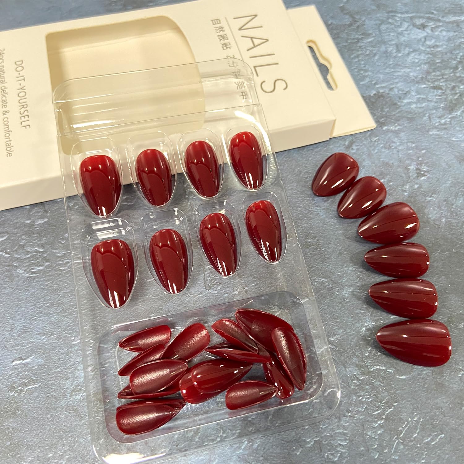 Acrylic press-on nails offering durable, salon-like finish