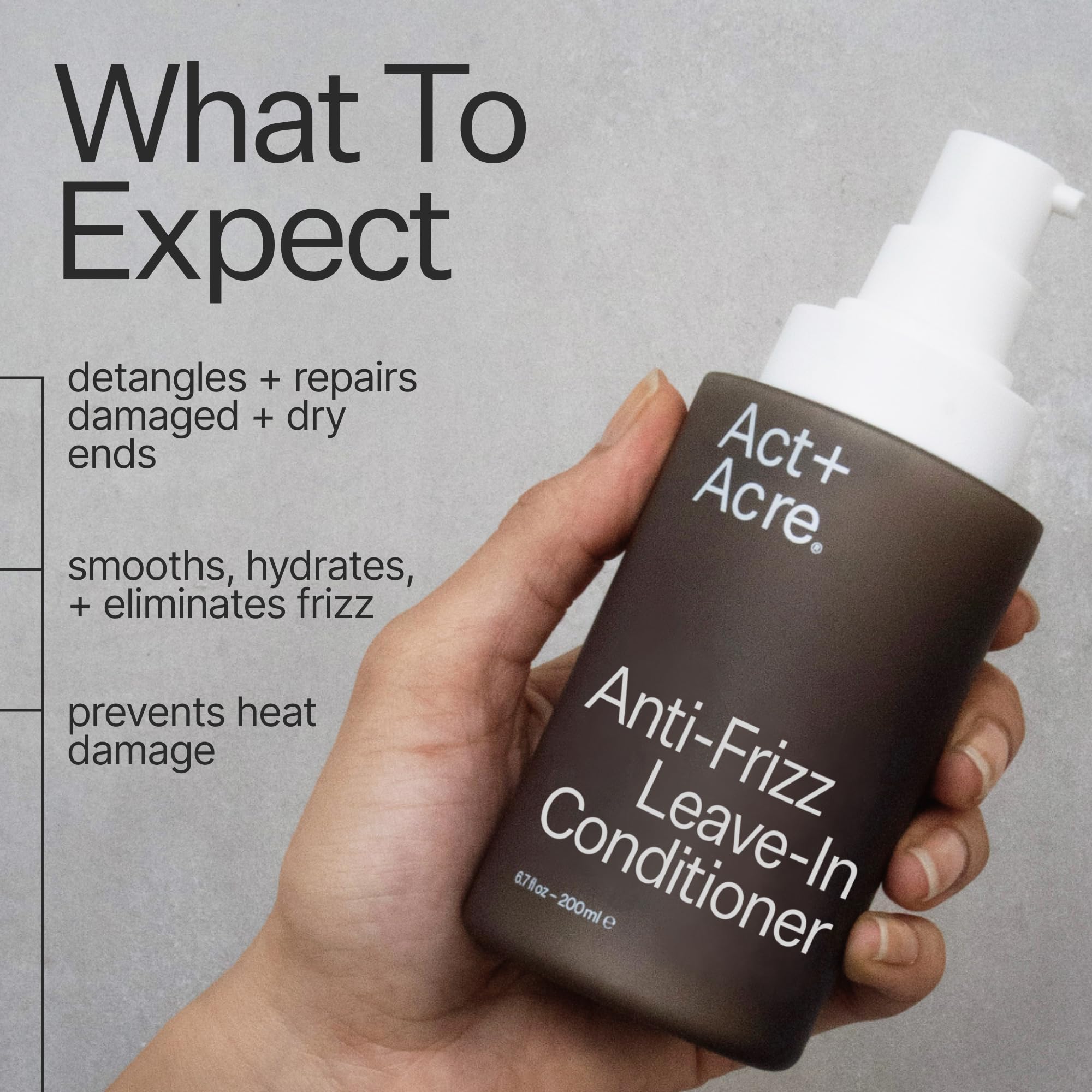 ACT+ ACRE leave-in hands-apply showing quick hydration with no heavy residue
