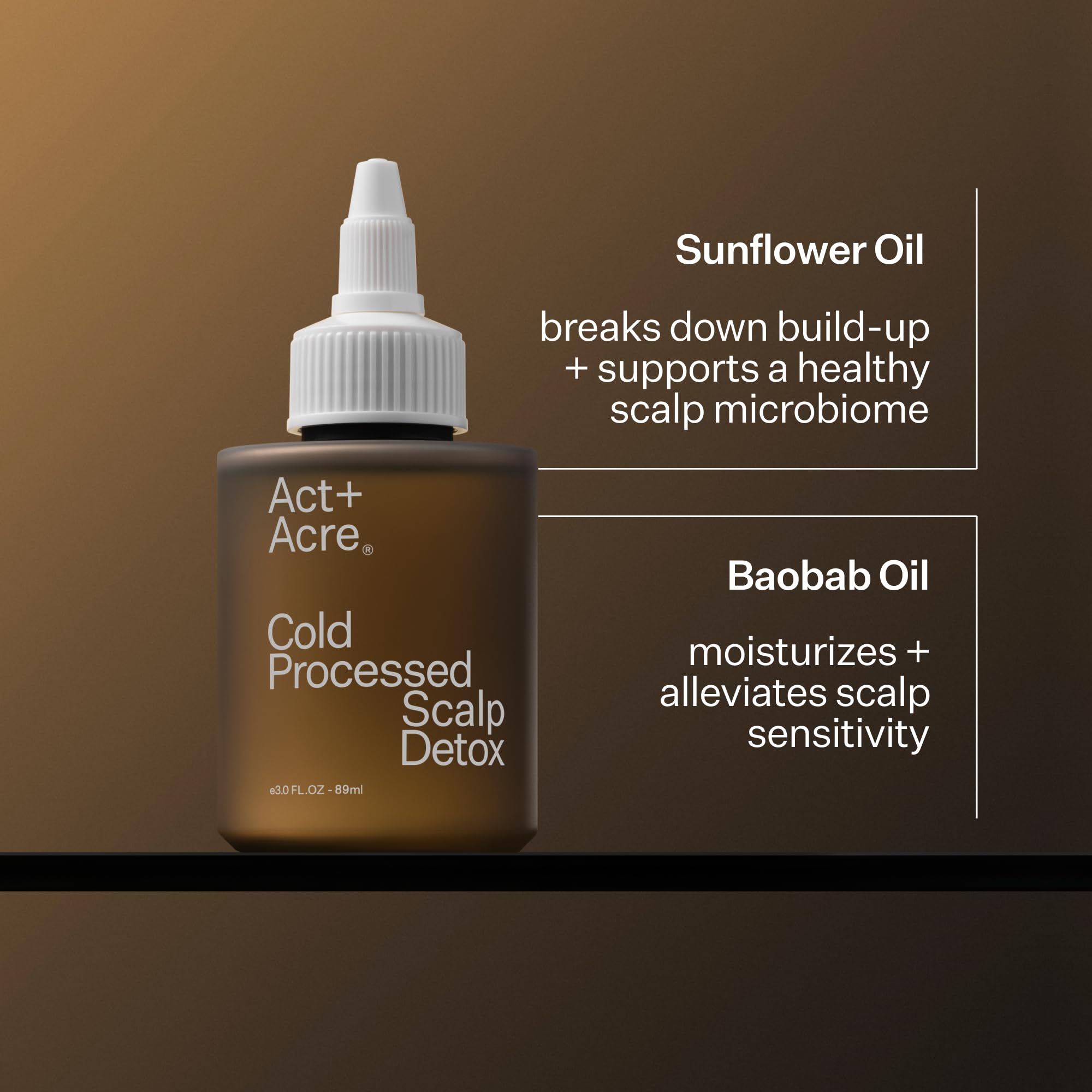 ACT+ ACRE soothing oils calm dry, itchy scalp for daily comfort.