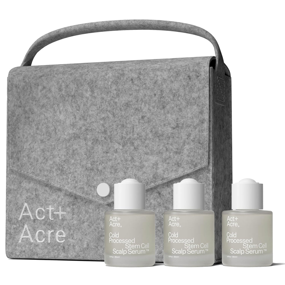 ACT+ ACRE mini serum bottle for convenient on-the-go scalp care.