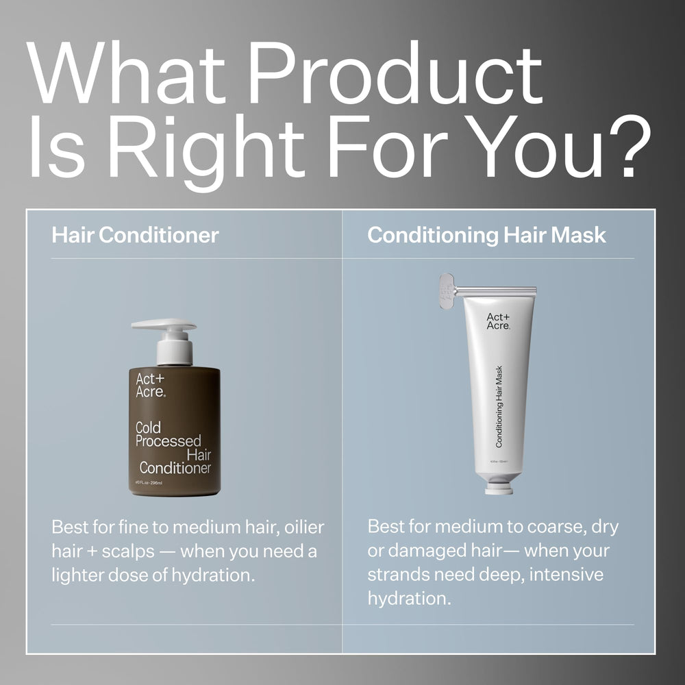 ACT+ ACRE Restorative Conditioning Hair Mask cruelty-free certification emphasizes ethical hydration.