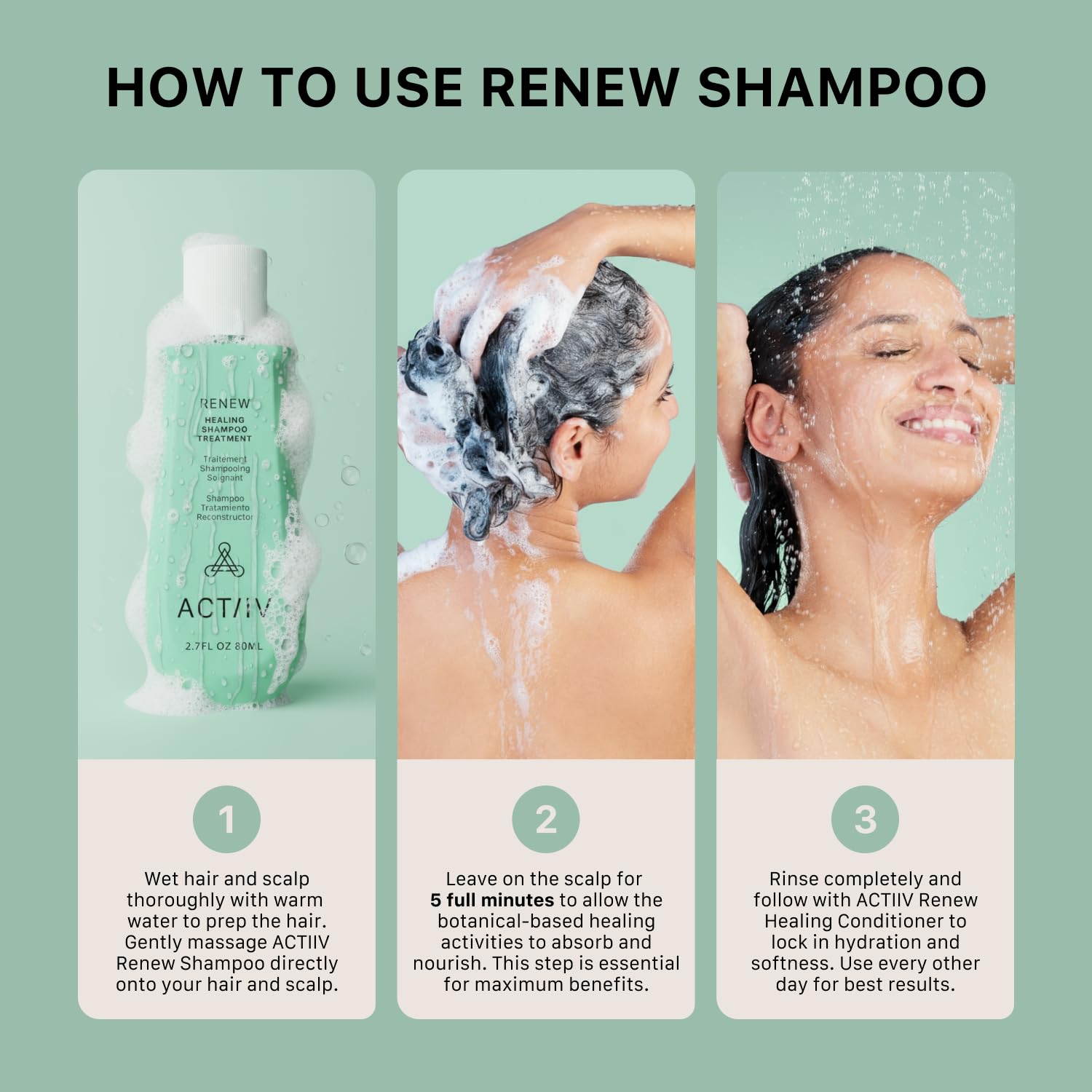 ACTIIV Renew hair lather close-up, rich foam nourishes strands