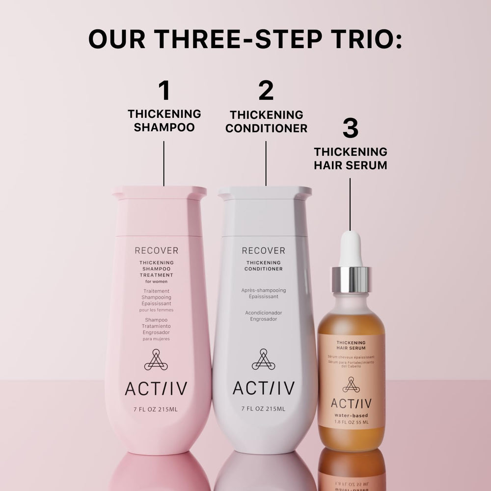ACTIIV Ultimate Power Trio scalp closeup suggesting refreshing cleanse and balance