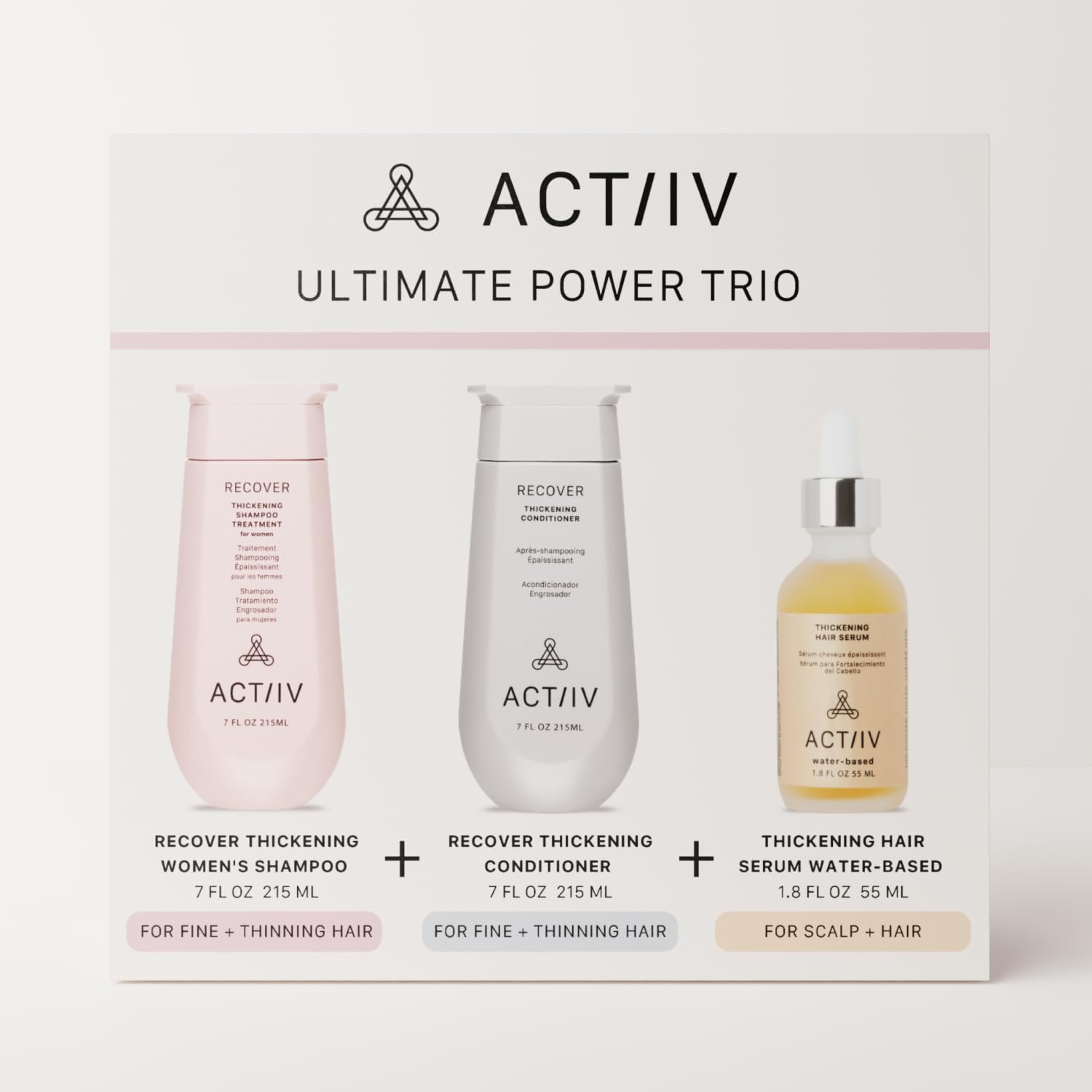 ACTIIV Ultimate Power Trio serum bottle ready for lightweight scalp nourishment