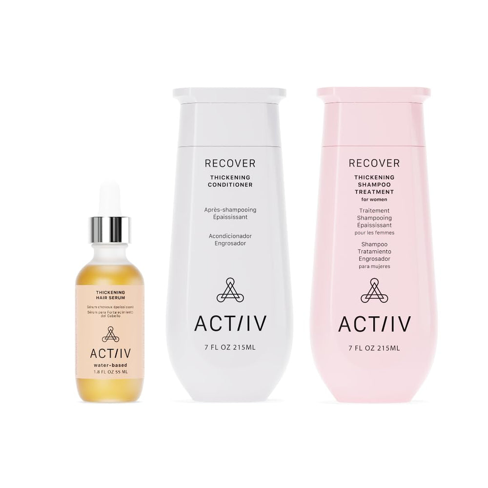 ACTIIV Ultimate Power Trio shampoo bottle highlights color-safe formula for all hair types