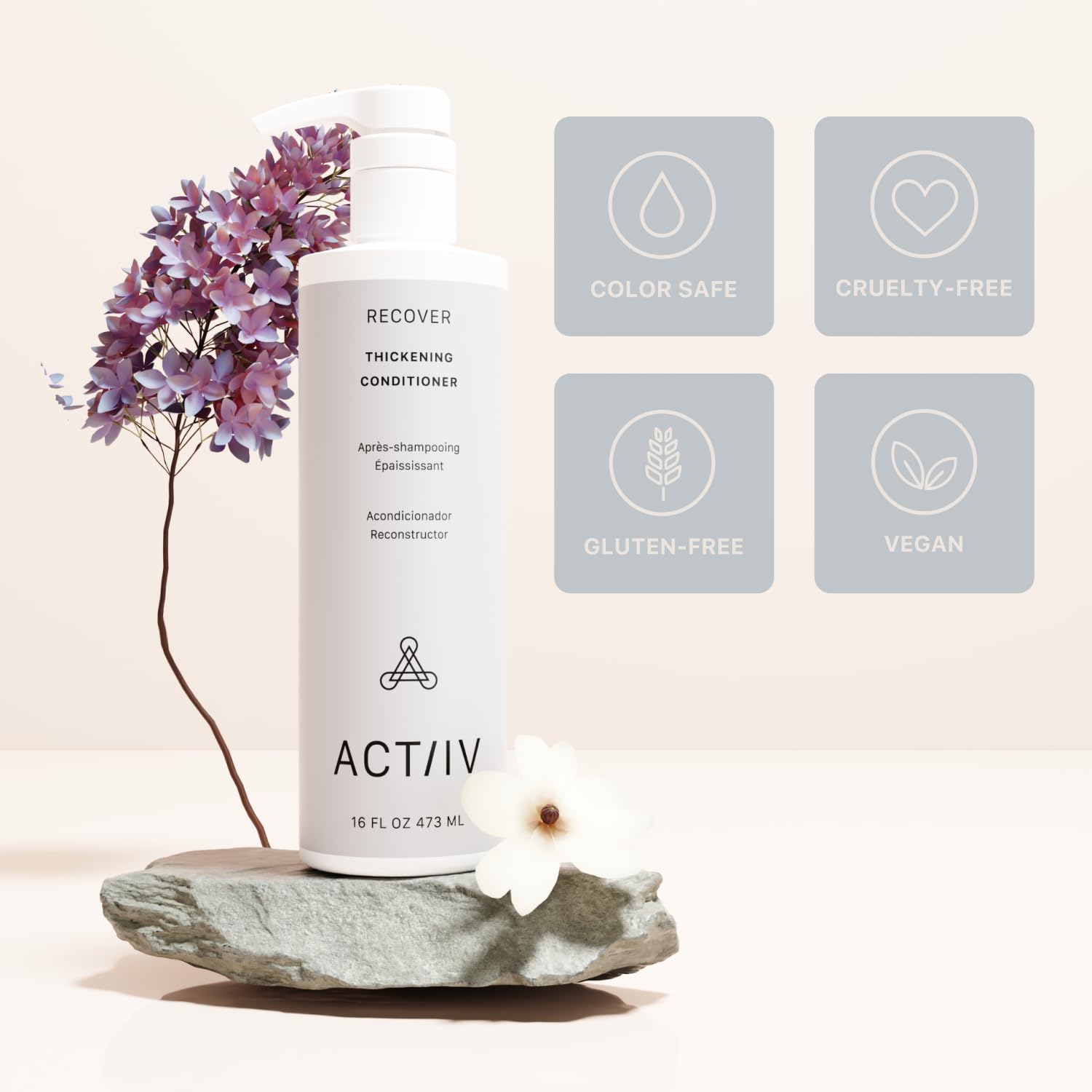 ACTIIV Recover Thickening Conditioner on hair ends for detangling