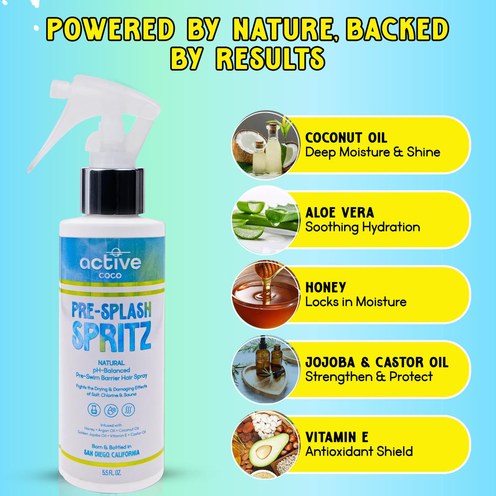 Active COCO bottle highlighting jojoba oil for smoothing and balance.