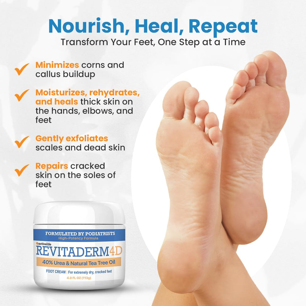 activelife Revitaderm 4D Urea Cream with exfoliating brush supports gentle removal of dry patches
