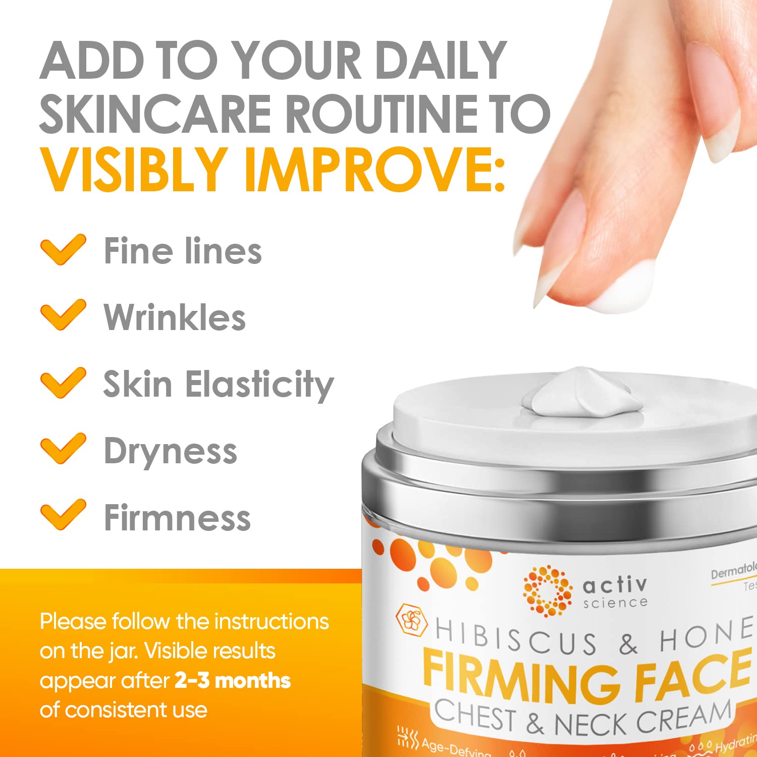 ACTIVSCIENCE neck application demonstrates targeted firming for neck and jawline.