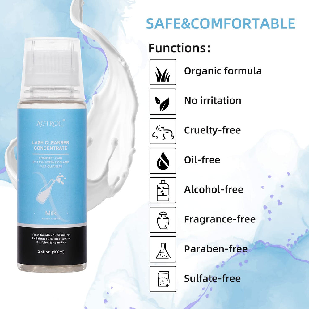ACTROL Diluent and water used for correct 1:5 lash shampoo mixing.