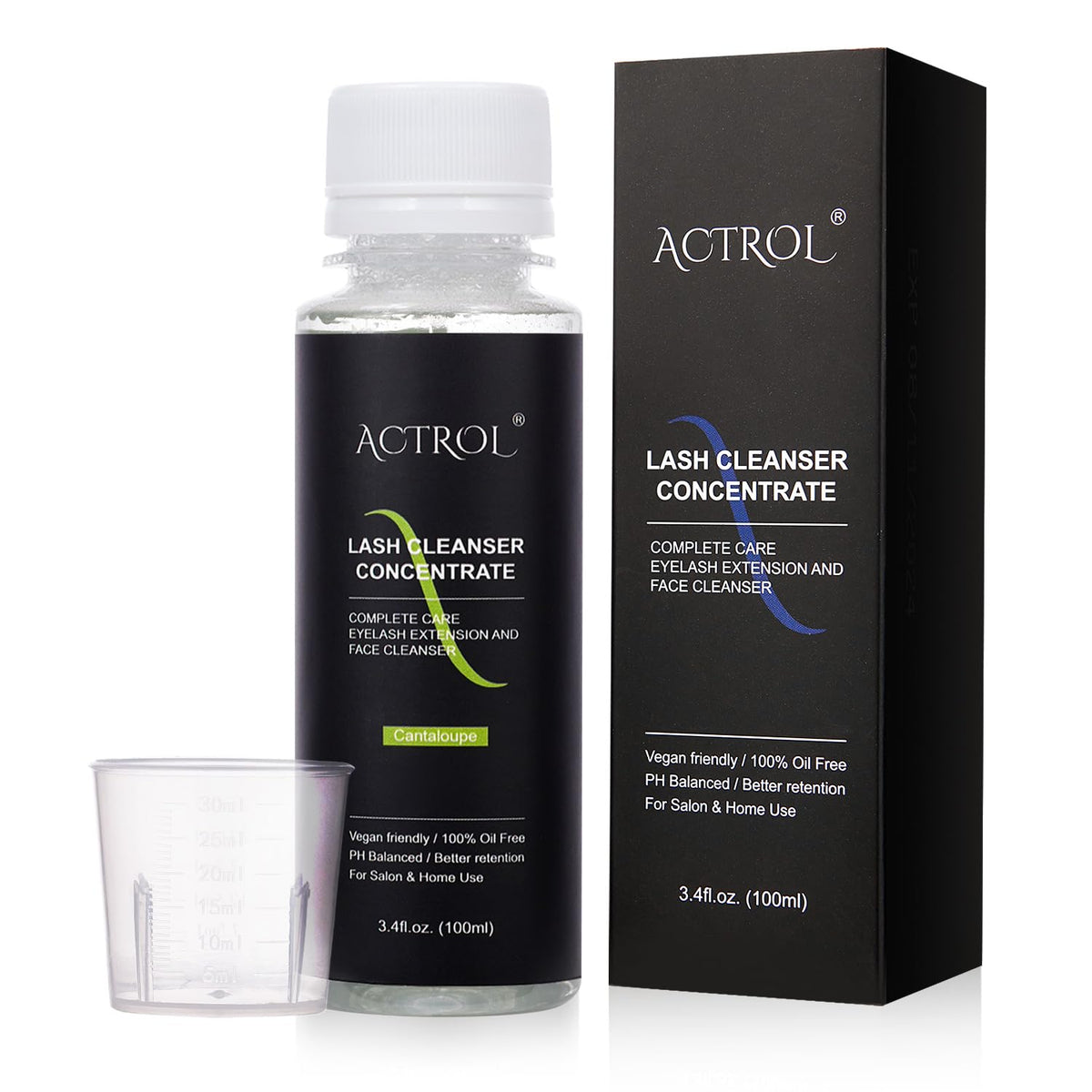 ACTROL Eyelash Cleanser Concentrate bottle setup for precise dilution and use