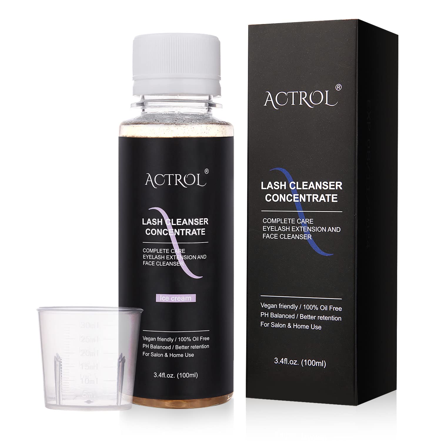 ACTROL eyelash cleanser concentrate bottle for easy dilution and daily care.