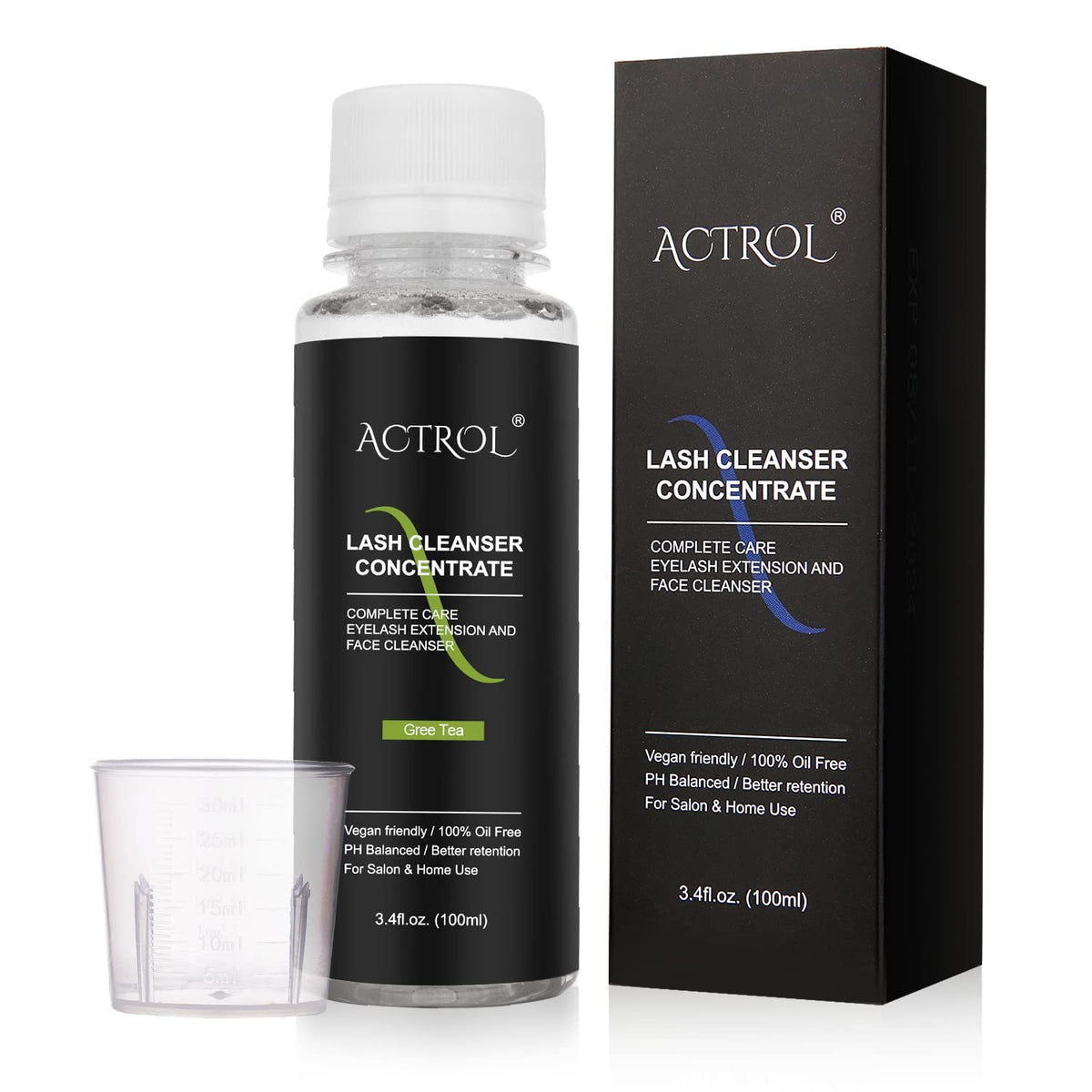 ACTROL Eyelash Cleanser Concentrate bottle showcases a safe daily lash care solution