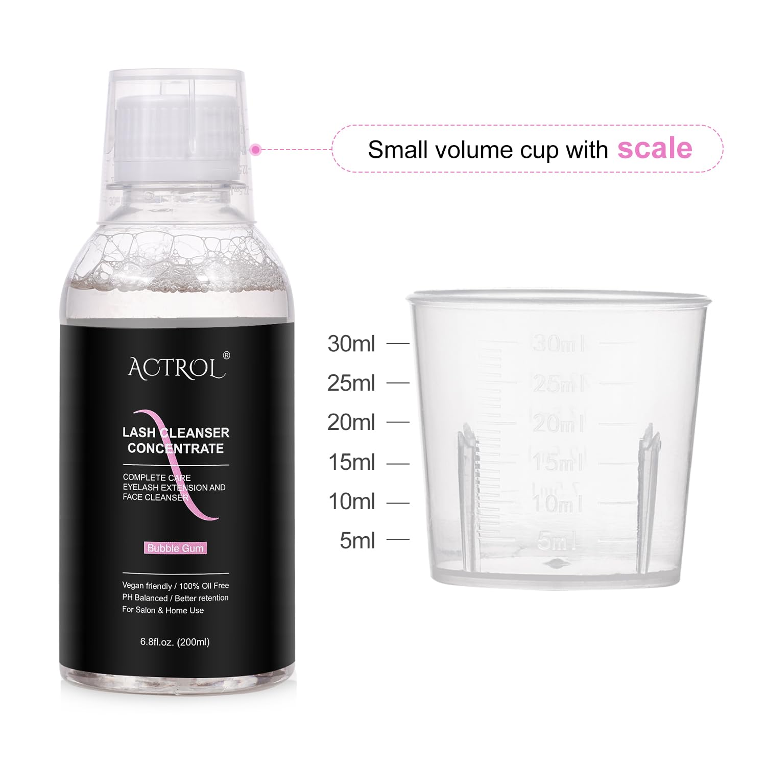 ACTROL eyelash cleanser concentrate bubble-gum packaging front view.