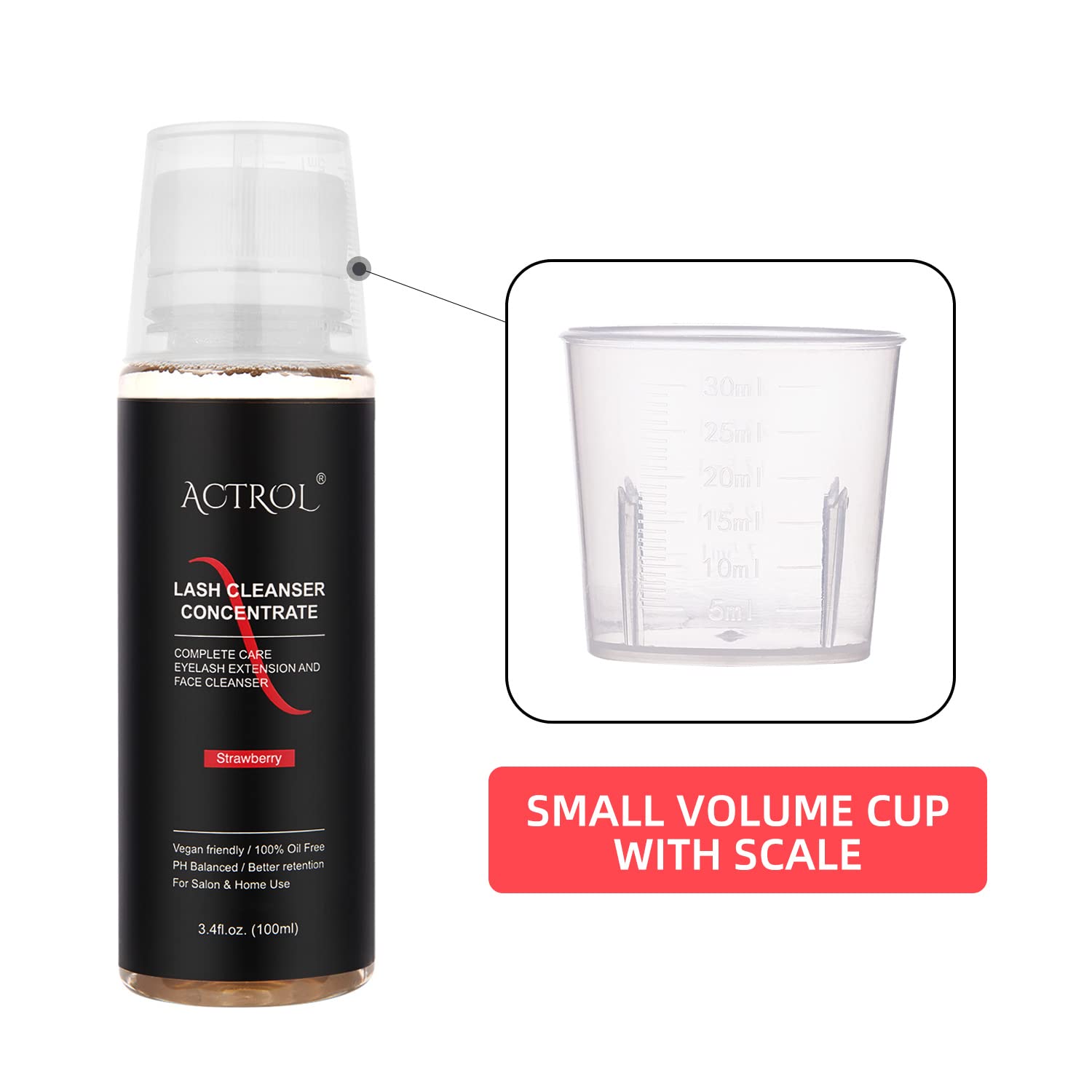 ACTROL foam lather scene highlighting cleansing action on lash extensions