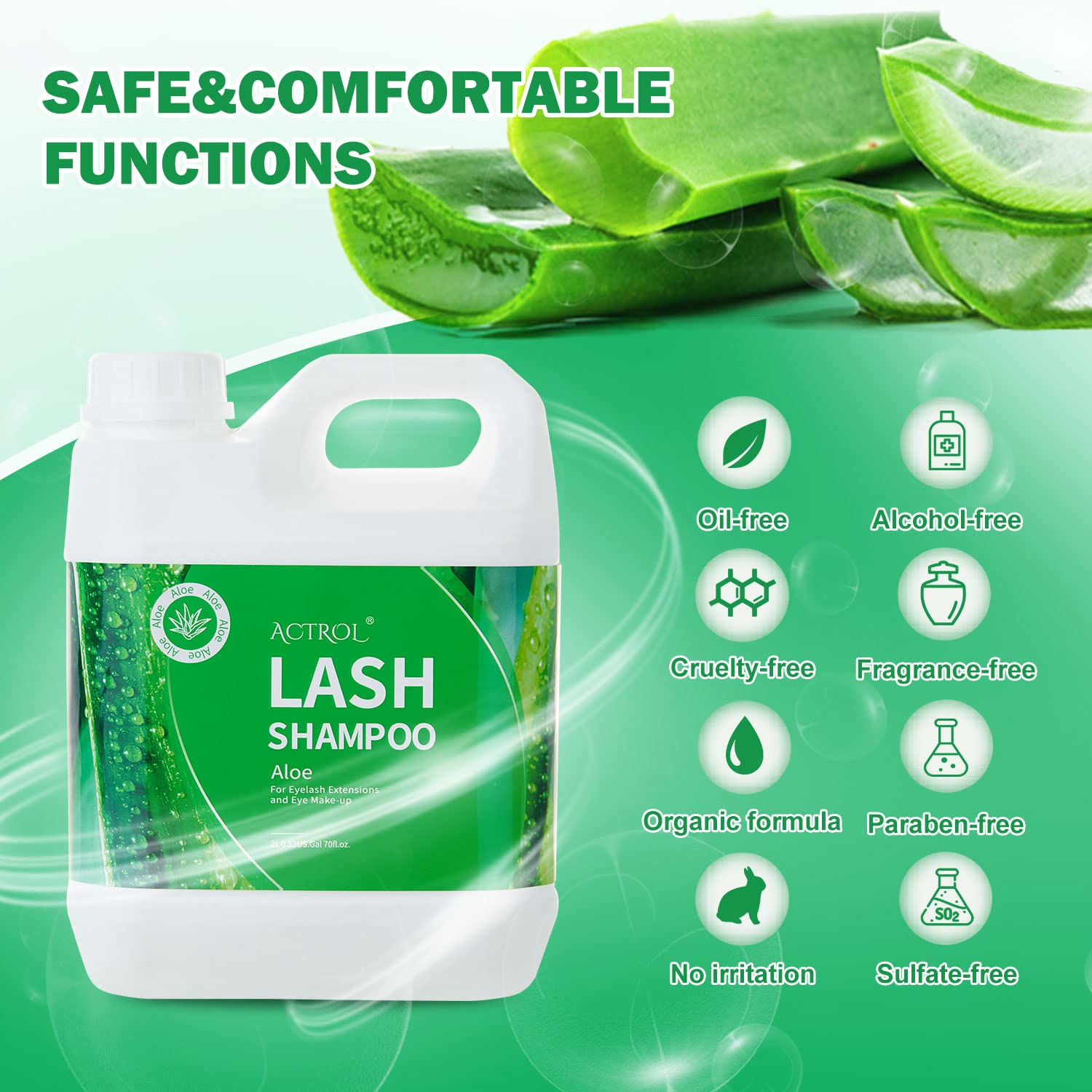 ACTROL Eyelash Extension Cleanser foam closeup reveals rich lather for gentle cleansing.