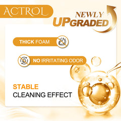 ACTROL Eyelash Cleanser Milk bottle with double-layer caps showing leak-proof feature.