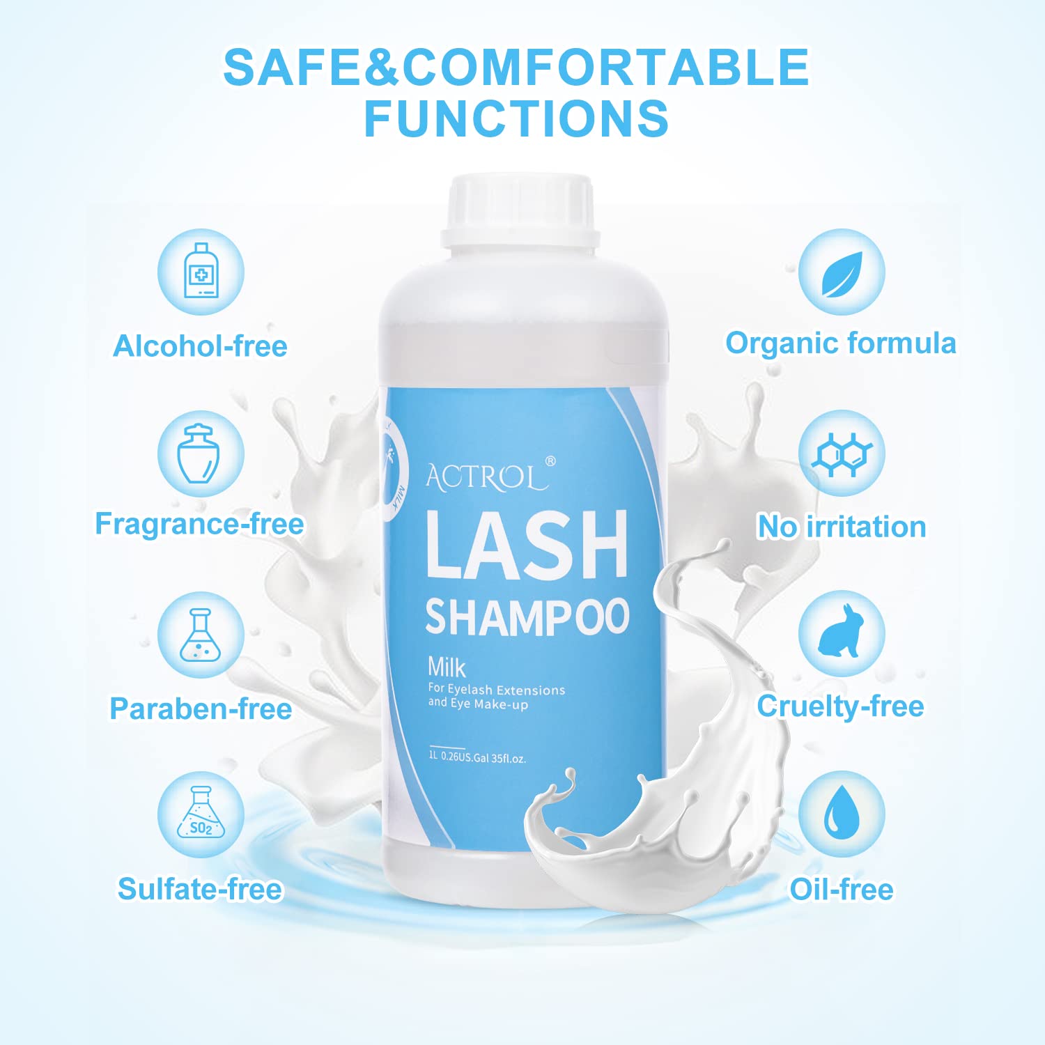 ACTROL Eyelash Cleanser Milk used in professional lash care routines in salons.