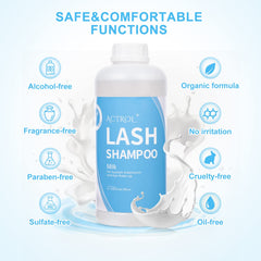 ACTROL Eyelash Cleanser Milk used in professional lash care routines in salons.