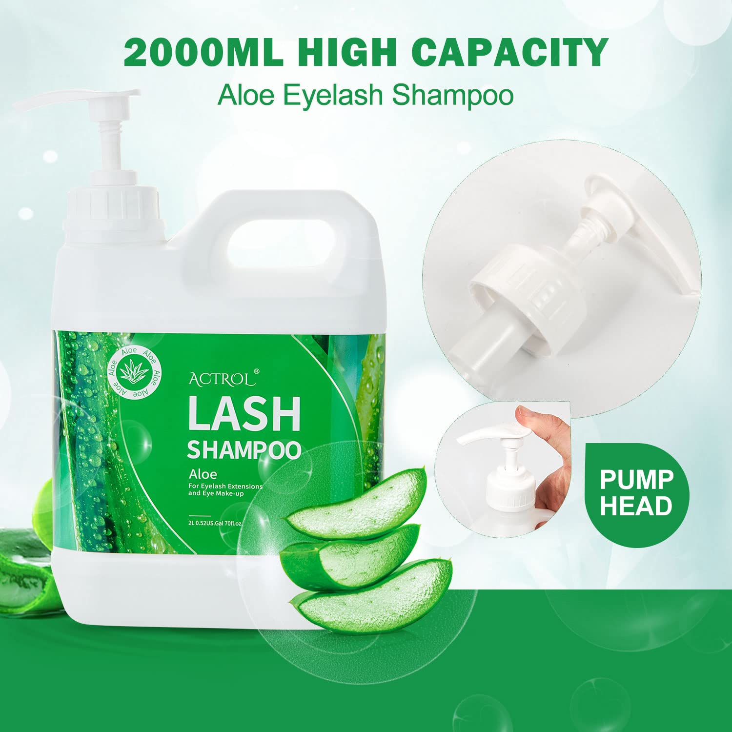 ACTROL Eyelash Extension Cleanser natural ingredients featuring rose hydrosol for fragrance and care.