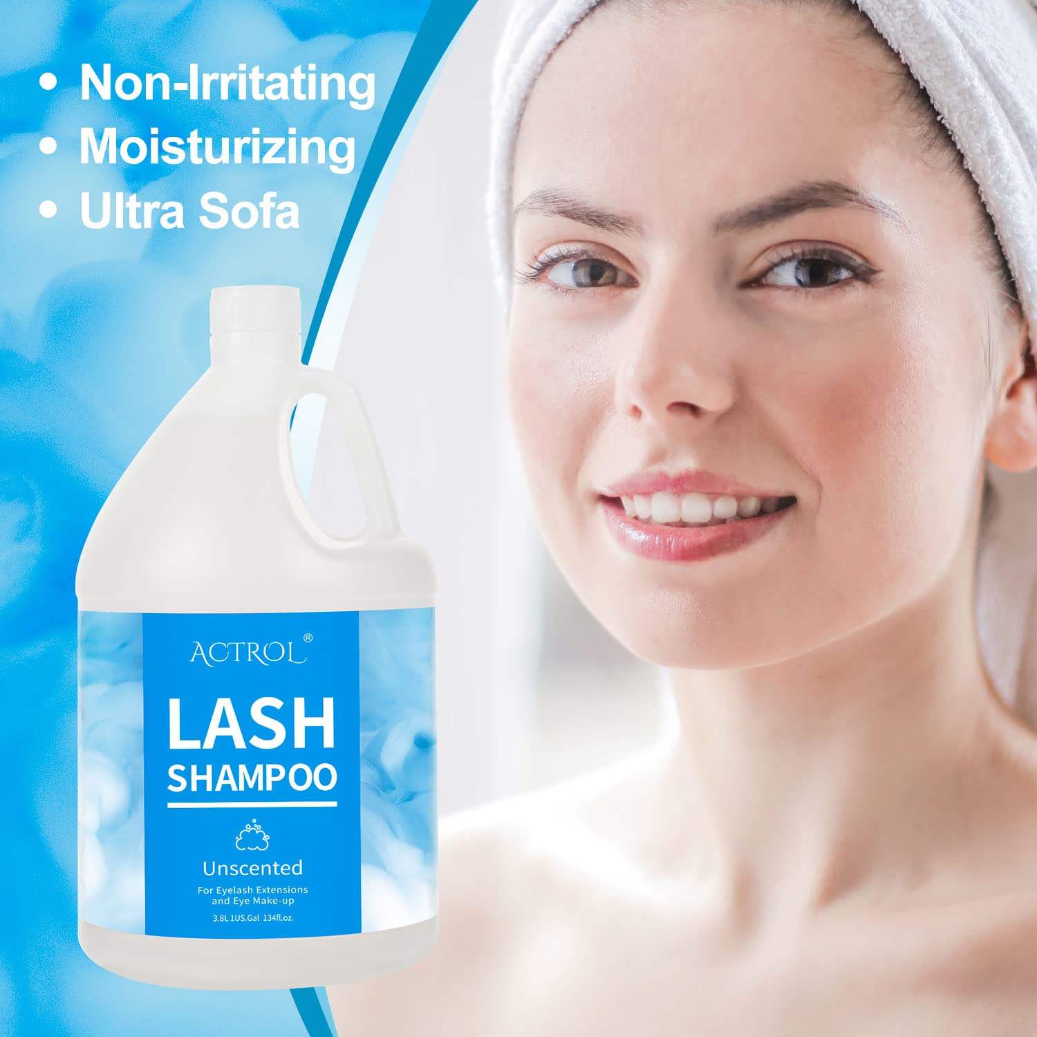 ACTROL home care use cleanser supports clean lashes between appointments.