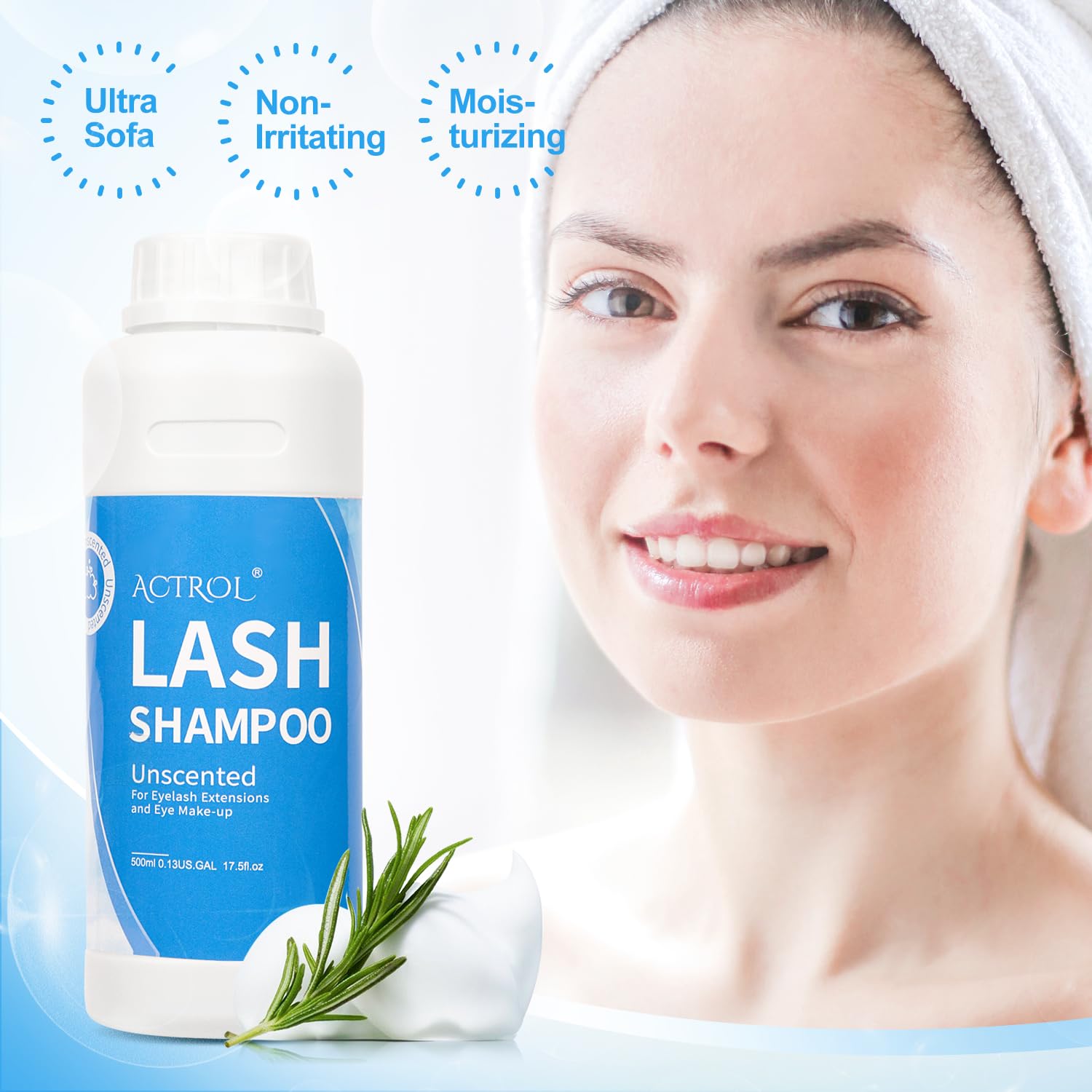 ACTROL Eyelash Shampoo 500ml packaging offers value and convenience