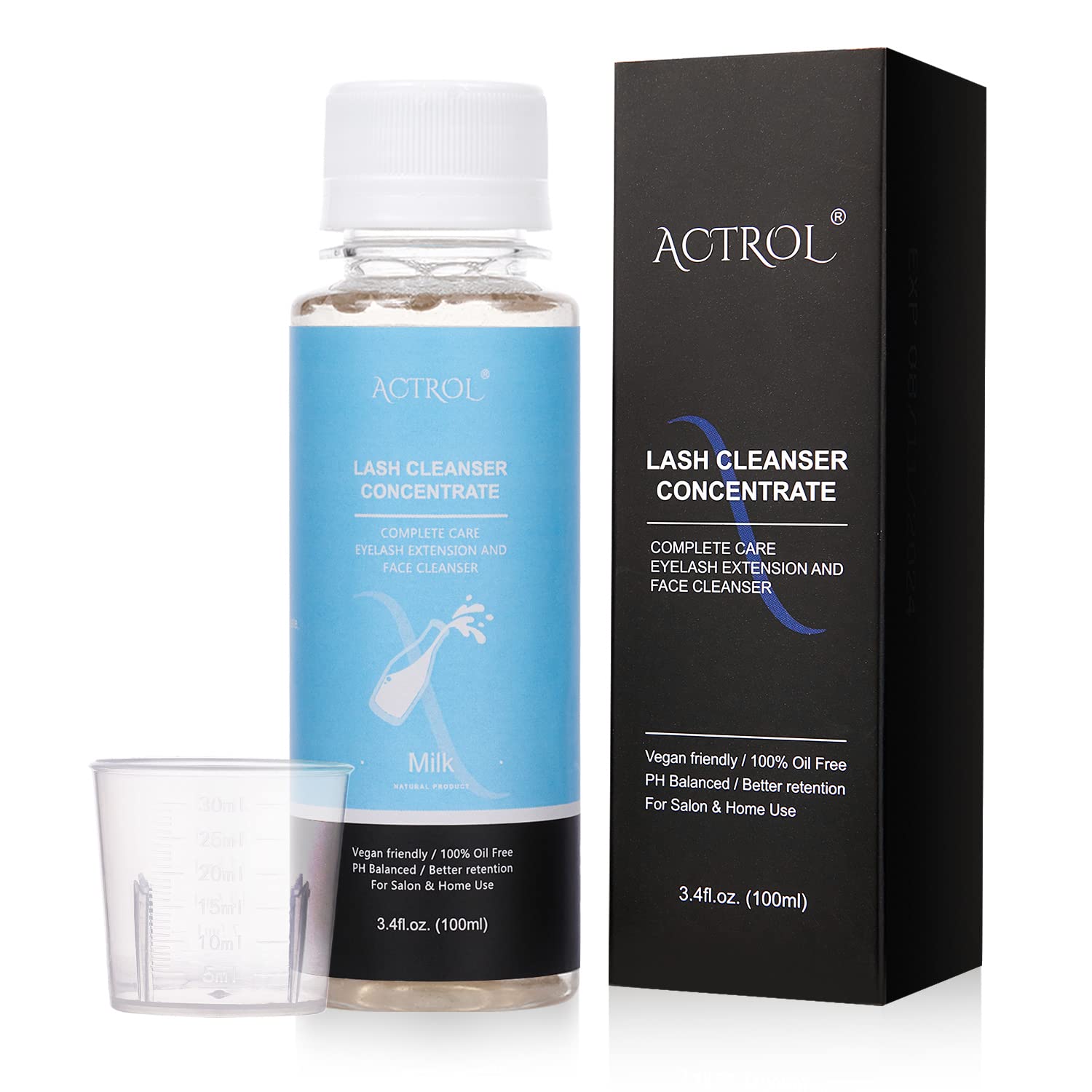 ACTROL Eyelash Shampoo Concentrate 60ml bottle for precise lash cleansing.