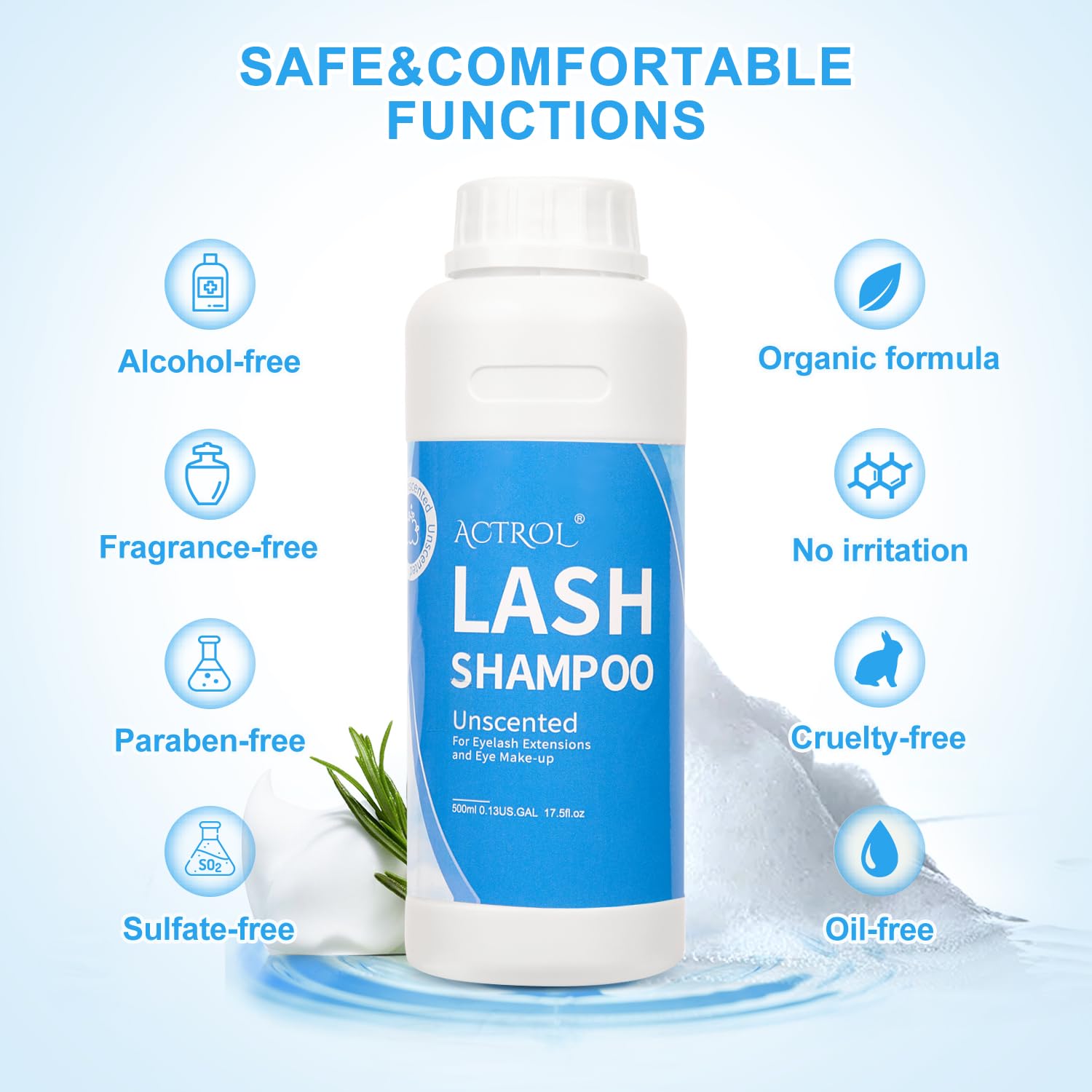 ACTROL Eyelash Shampoo designed for professional salon use